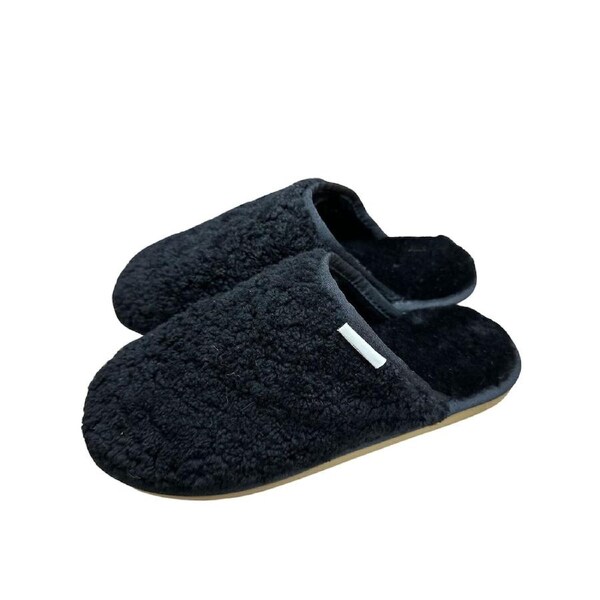 100% Australian Merino Sheepskin Curly Scuffs Moccasins Boucle Slippers Slip On UGG in Black Medium