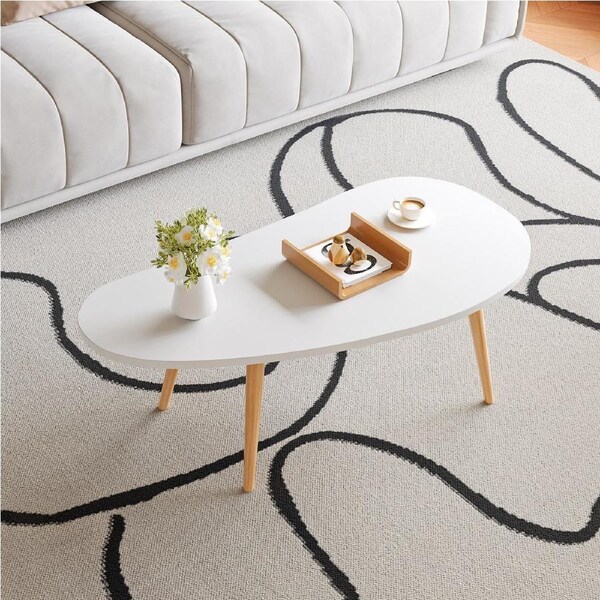 100x50cm Modern Scandinavian Style Coffee Table Side Desk Spacious Top Easy To Clean White Natural