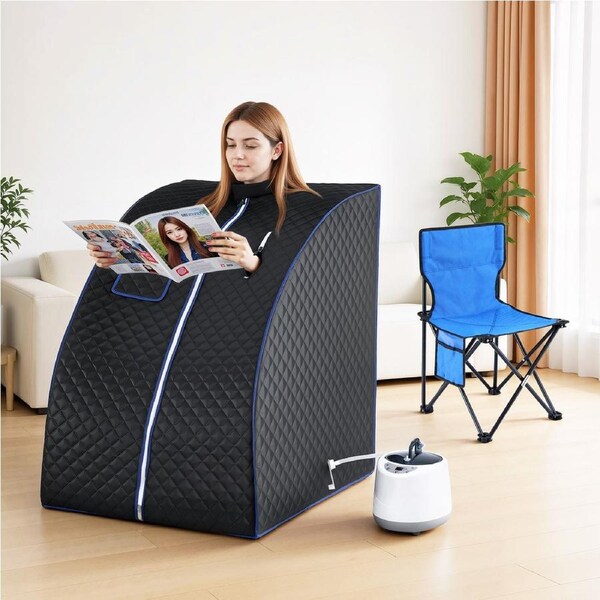 Devanti Portable Steam Sauna Tent 1000W 2L Steamer Pot Timer Personal Home SPA