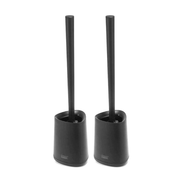 2PK Joseph Joseph Flex 360 Lite Bathroom Toilet Cleaning Brush W/ Holder Black