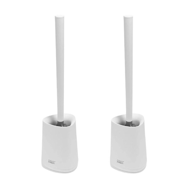 2PK Joseph Joseph Flex 360 Lite Bathroom Toilet Cleaning Brush W/ Holder White