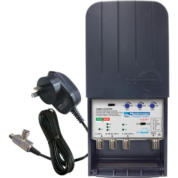 Matchmaster 30DB Masthead Amplifier w/ 4G/5G Filter & Power Supply