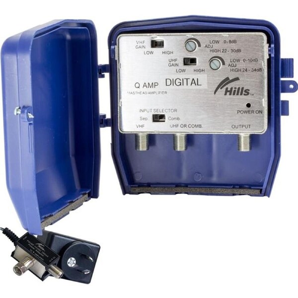 Hills UHF/VHF F Type Masthead Amplifier Mhqamp Broadband TV Signal