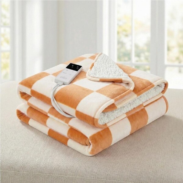 Giselle Electric Throw Rug Dual Side Fleece Flannel Heated Warm Winter Blanket Yellow