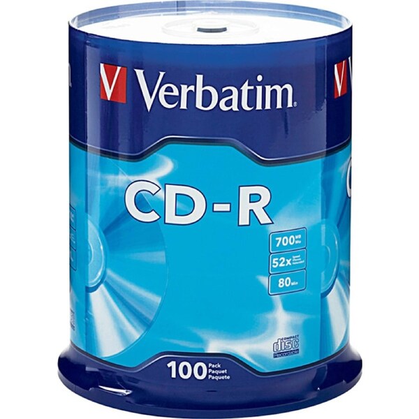 100pc Verbatim Cd-R Spindle CD-R Discs 100 Pack Data Recording 700MB