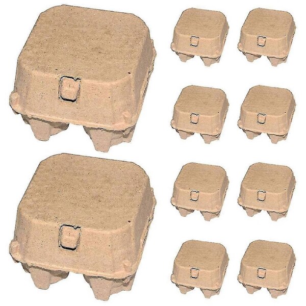 JOYBUY 10pcs Kraft Pulp Egg Cartons 4-compartment Chicken Eggs Tray Family Egg Containers
