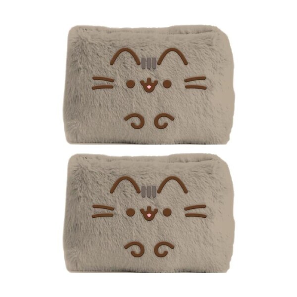2PK Pusheen Playful Plush Zippered Stationary Pencil Case Rectangle Grey