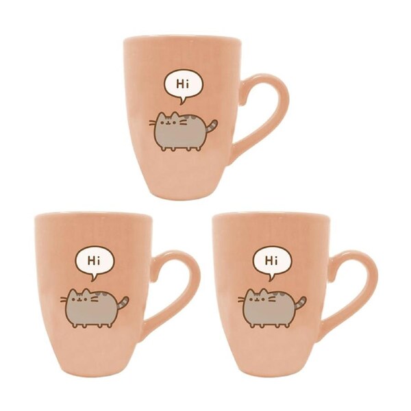 3PK Pusheen Cat Hi Latte Ceramic Hot & Cold Coffee Drinking Mug Pink