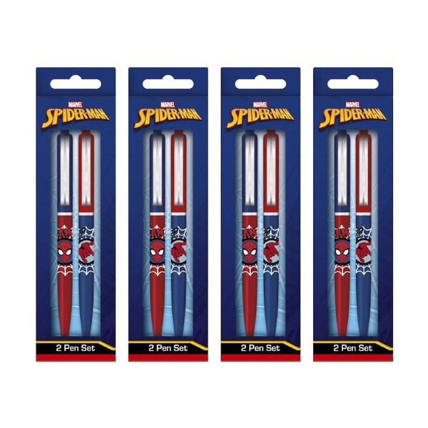4x 2pc Marvel Comics Spider-Man Web Premium Ballpoint Pen Set Click Top