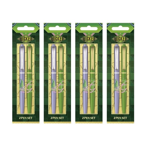 4x 2pc Wicked Elphaba and Glinda Premium Ballpoint Pen Set Click Top