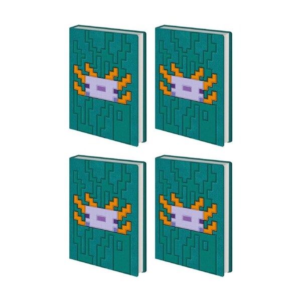 4PK Minecraft Green Axolotl Plush Notebook W/ Inner Compartment A5 21x16cm