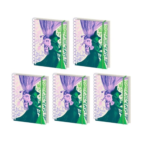 5PK Wicked 2 Glinda and Elphaba Wiro Spiral Writing Notebook Lined A5 21x16cm