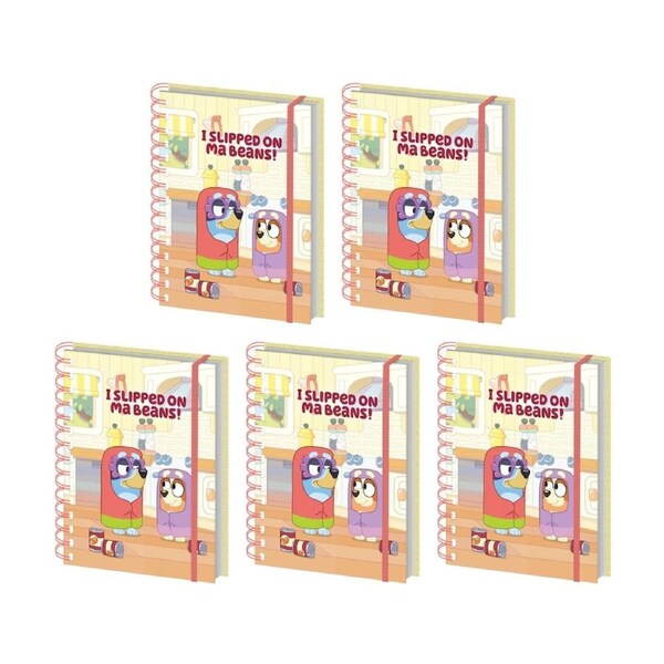 5PK Bluey Grannies Wiro Spiral Kids Writing Notebook Lined A5 21x16cm