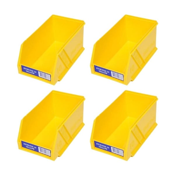 4PK Fischer Plastic Small Storage Drawer Yellow Stor-Pak Container 100mm