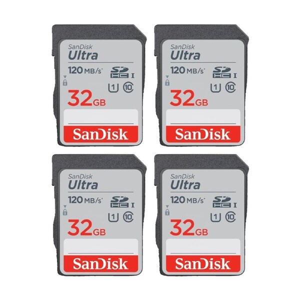 4PK Sandisk 32GB Sdhc Card 120Mb/S SDHC Memory 120MB/S Speed SD UHS-I
