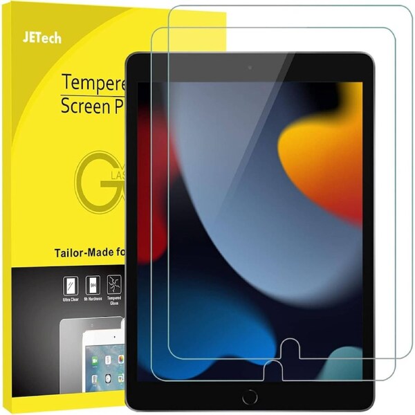 JETech Screen Protector for iPad (10.2-Inch, 2021/2020/2019 Model, 9/8/7 Generation), Tempered Glass Film, 2-Pack