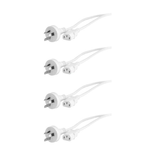 4PK Doss 1M White Iec Power Lead Iec-C13 Appliance Cord 1m AU Cable