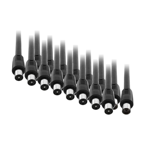 8PK Pro2 2M Rg59Quad TV Extension Lead Pal Plug To Socket Black Coaxial Cable