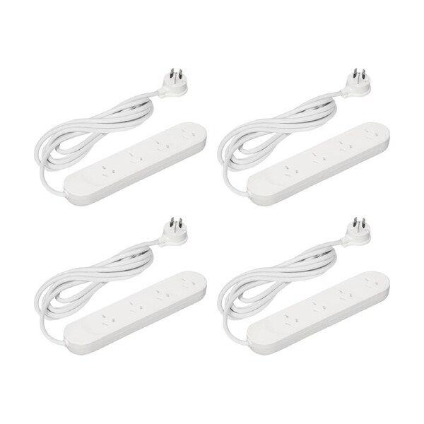 4PK Hpm 10A 2400W 4 Way Power Board 1.8M Lead Strip Extension Cord HPM Australia