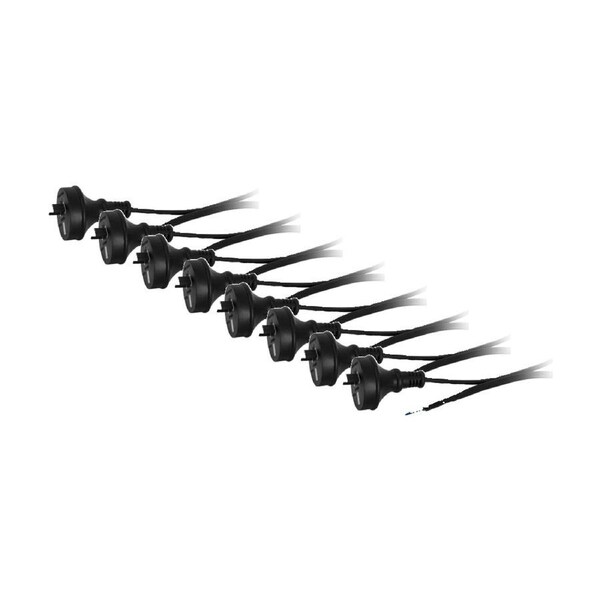 8PK Doss 7.5A 2 Core Mains Lead 2M Bare Wire Power Black Cable Cord