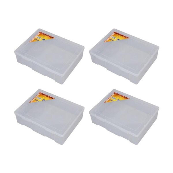 4PK Fischer Plastic Single A4 Sized Storage Box Large Extra Deep Case