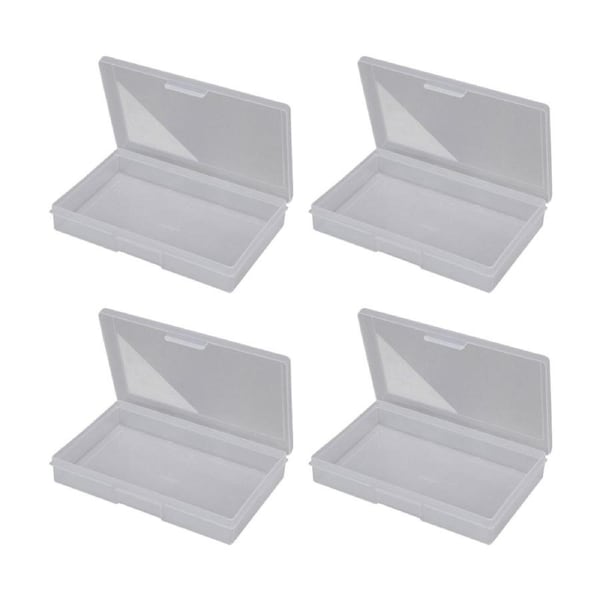 4PK Fischer Plastic 1 Compartment Storage Box Large Case Clear Container