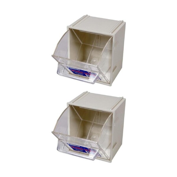 2PK Fischer Plastic Small Visi Pak Storage Drawer With Clips Modular Container