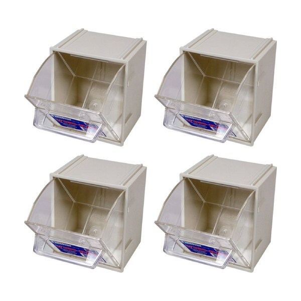 4PK Fischer Plastic Small Visi Pak Storage Drawer With Clips Modular Container