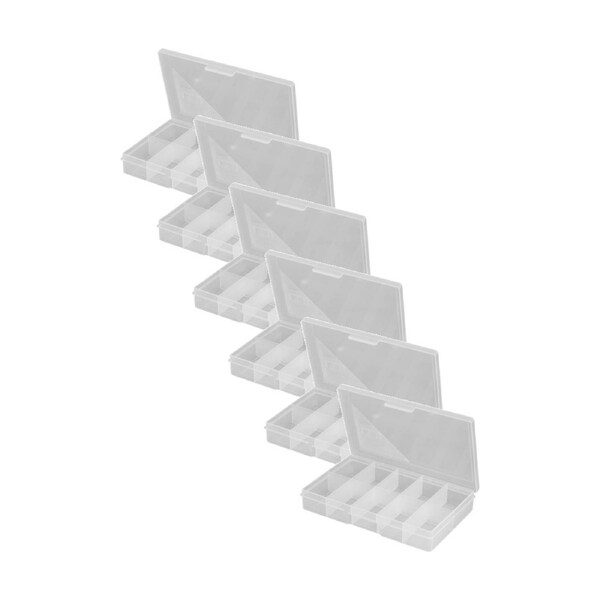 6PK Fischer Plastic 10 Compartment Storage Box Small Case