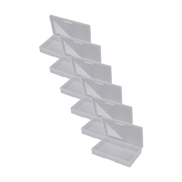 6PK Fischer Plastic 1 Compartment Storage Box Small Case Clear Parts Container