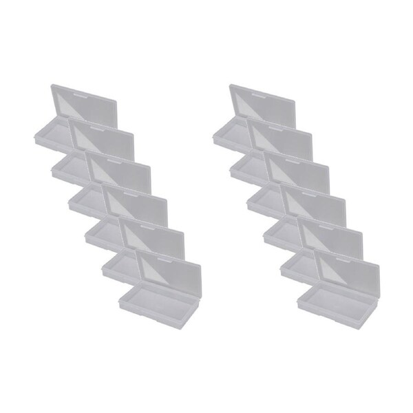 12PK Fischer Plastic 1 Compartment Storage Box Small Case Clear Parts Container