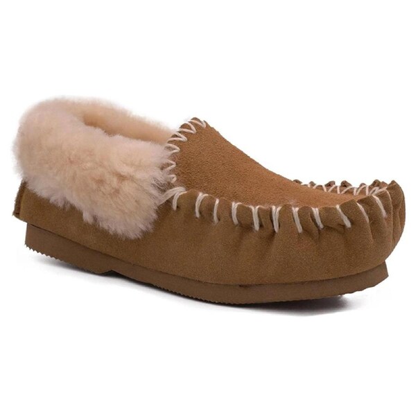 Yellow Earth Unisex Genuine Sheepskin Traditional Ugg Moccasin Chestnut M5/W6