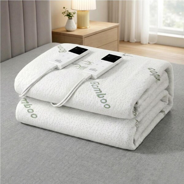 Giselle Electric Blanket Bamboo Fabric King Fitted Heated Pad Underlay Washable Winter