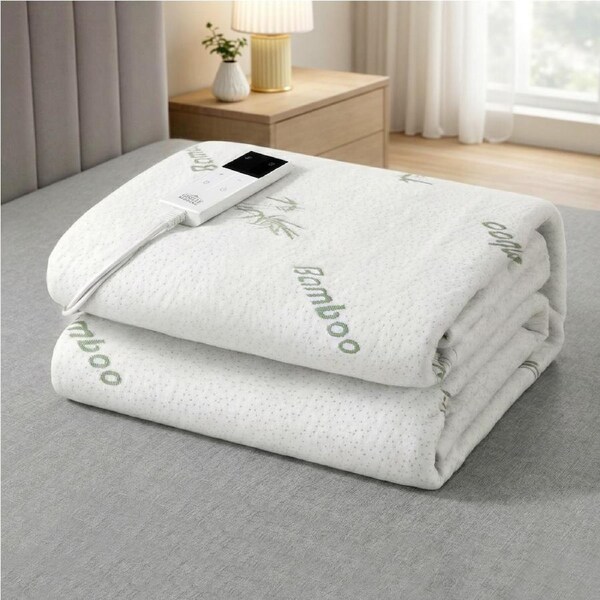 Giselle Electric Blanket Bamboo Fabric King Single Fitted Heated Pad Underlay Washable Winter