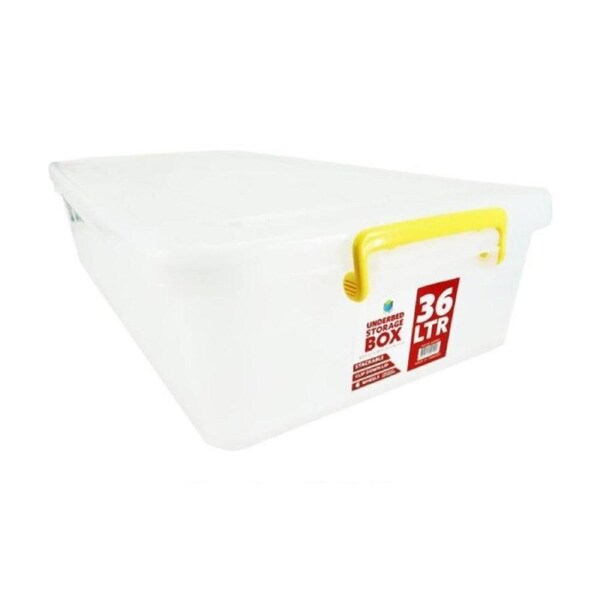 Braz Plastic Underbed Storage Container Box 36L W/ Lid & Handles 80x38x16cm