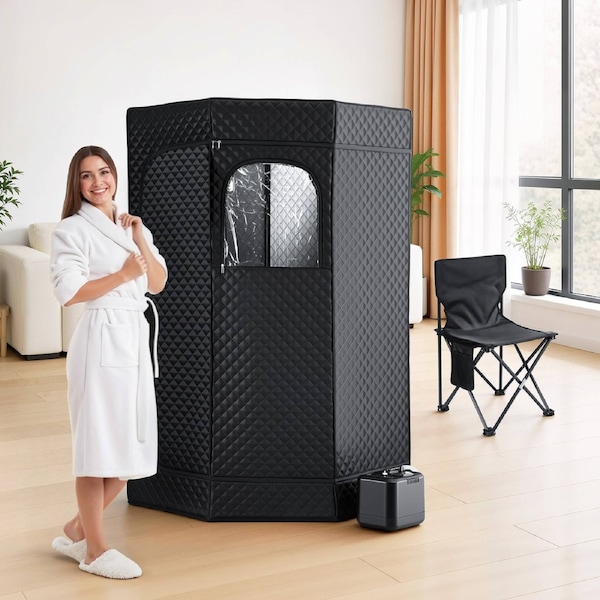 Devanti Portable Steam Sauna Tent 1000W 3L Steamer Pot Full Body Timer Home SPA