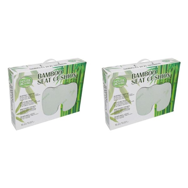 2PK House Living Posture Support Bamboo Seat Cushion W/ Removable Cover 45x36.8