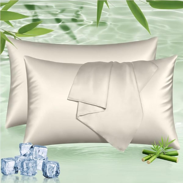 LINENOVA 100% Natural Bamboo Pillowcases Silky Soft,Luxury Pillow Cover 8 Colors for choice Body / Latte