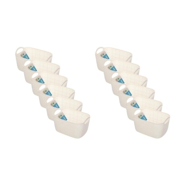 12PK Braz Home Organisation Fabric Storage Jute Basket 24x16.5cm 3L Assorted