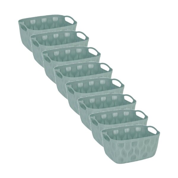 8PK Braz Home Organisation Plastic Storage Basket Wave 13.5L Leaf Design Assrtd