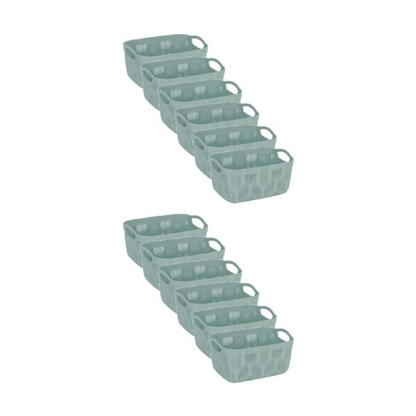 12PK Braz Home Organisation Plastic Storage Basket Wave 3.2L Leaf Design Assrtd