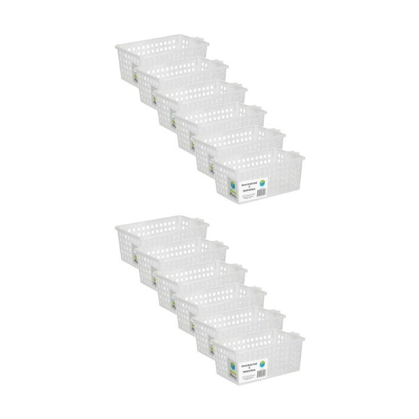 12PK Braz Home Organisation Storage Vienna Basket W/ Handles 4L 29x16x11cm White