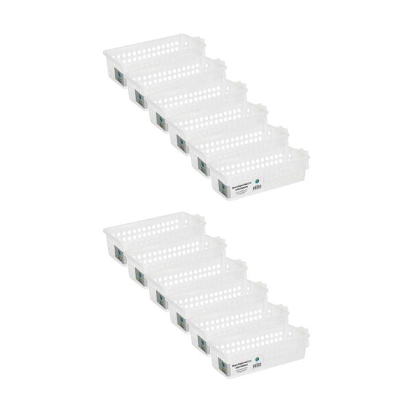 12PK Braz Home Organisation Storage Vienna Basket W/ Handles 33x12x8cm White