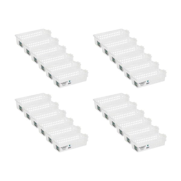 24PK Braz Home Organisation Storage Vienna Basket W/ Handles 33x12x8cm White