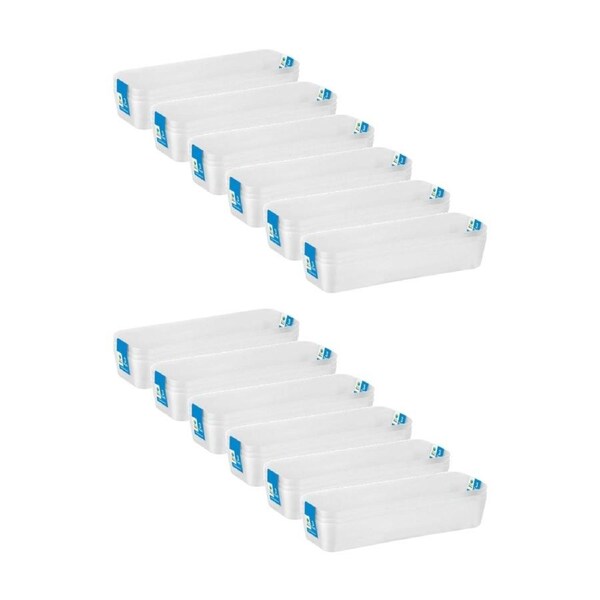 12x 3pc Store More Plastic Storage Drawer Organiser Trays 26x8x4cm Clear