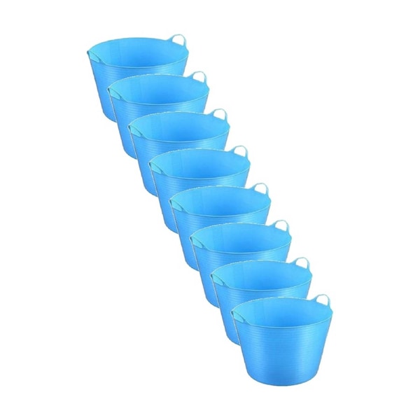 8PK Braz Durable Plastic Storage Bucket Flexi Tub W/ Handles 60L Assorted