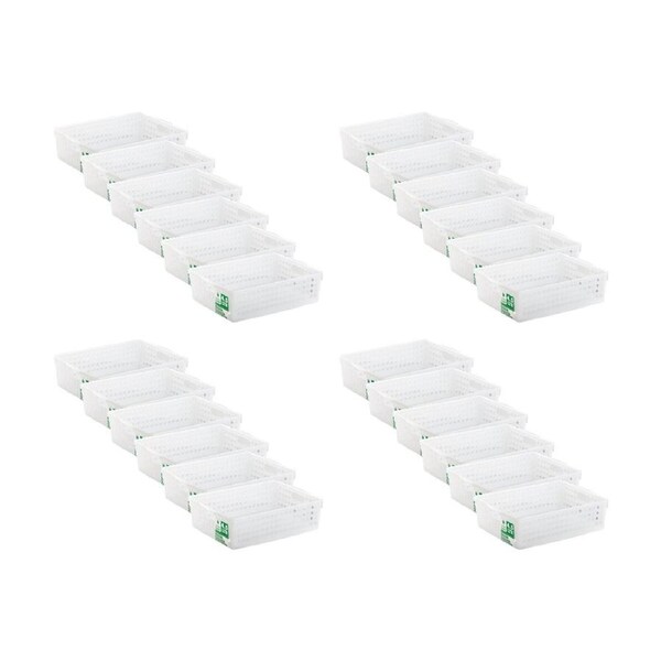 24PK Braz Home Organisation Storage Vienna Basket 4.5L 30x21x8cm White