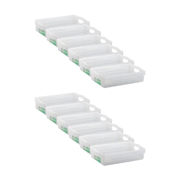 12PK Braz Home Organisation Storage Vienna Basket 2L 26x15x6cm White