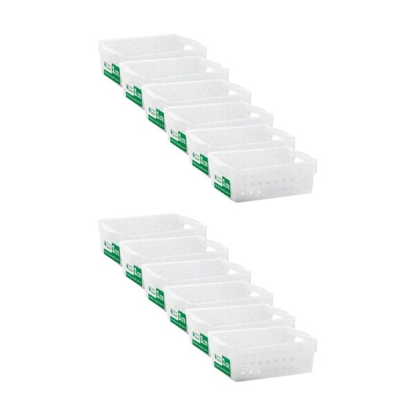 12PK Braz Home Organisation Storage Vienna Basket 1L 17x12x6cm White