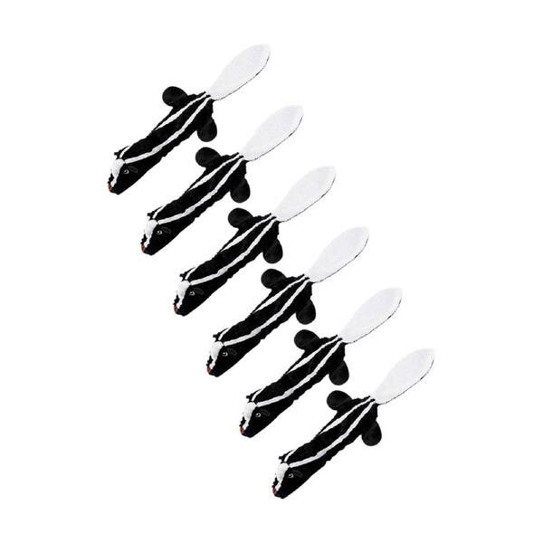 6PK Braz Soft Cuddly Throwing Plush Pet Dog Toy Skunk Design Black/White